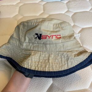 *NSYNC Tan and Navy Bucket Hat with Embroidered Logo- 1999 Tour, bought in 2001